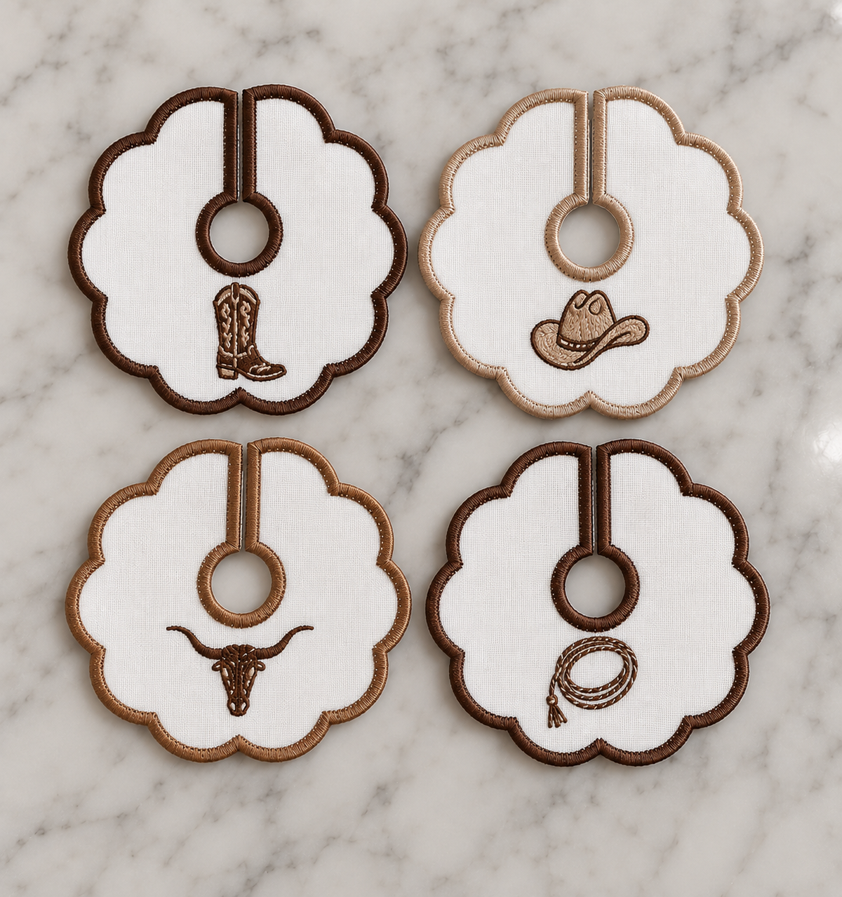 Embroidered Wine Glass Charms
