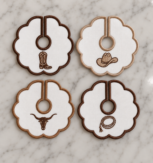 Embroidered Wine Glass Charms